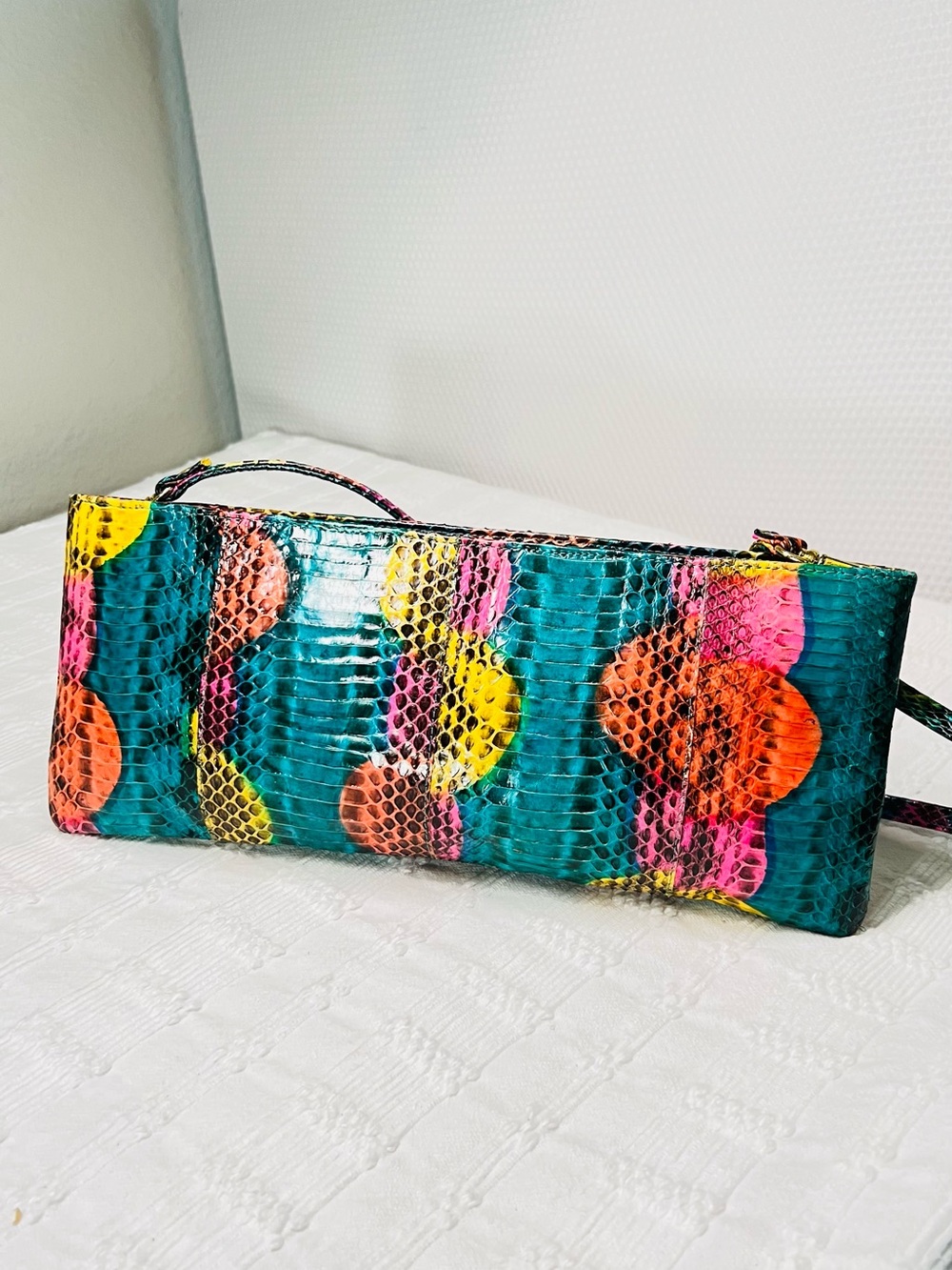 Impo Vintage Snake Skin Teal Multicolor  Clutch